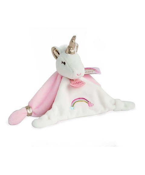 Փափուկ հարթ տիկնիկ՝  licorne, վարդագույն և սպիտակ։