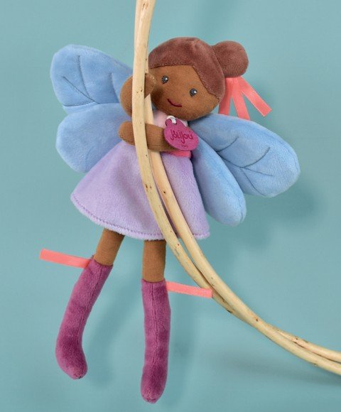 Փափուկ տիկնիկ՝ անտառի ֆեյ, Տարա — մանուշակագույն և կապույտ։