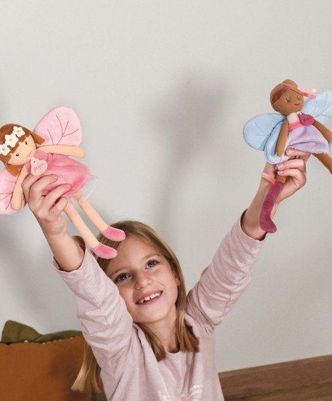 Փափուկ տիկնիկ՝ անտառի ֆեյ, Տարա — մանուշակագույն և կապույտ։