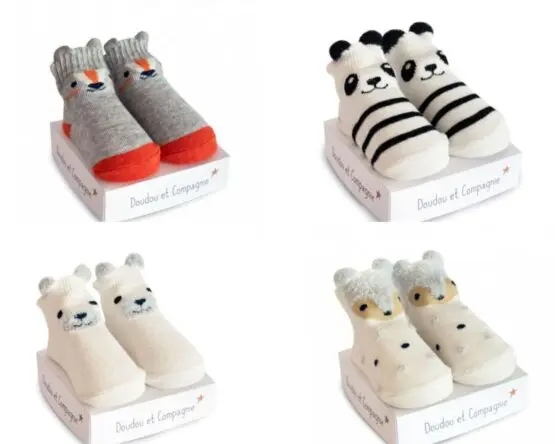 DouDou NEWBORN մանկական գուլպա՝ փոքրիկ կենդանիներով և ռեզիններով։