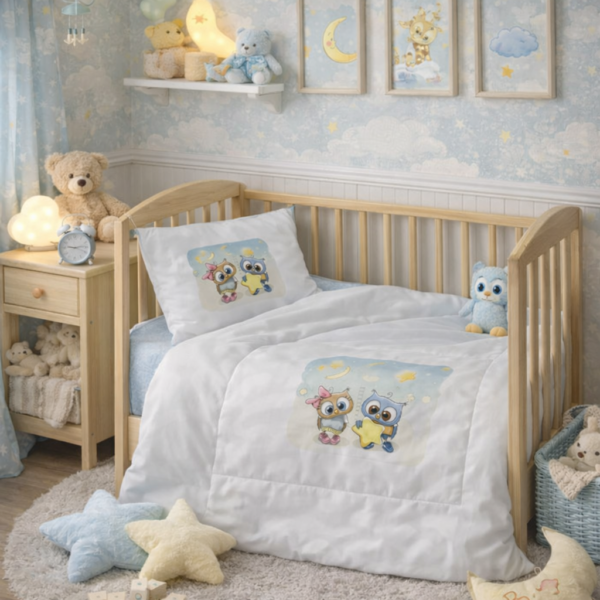 3F8389DD-09AD-46DB-A843-3D42144539B6 Teeny Weeny մանկական անկողնային հավաքածու Owls (3 pc)